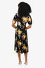 Reformation Black/Orange Floral Print Wrap Dress Size S