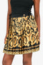 Versace Black/Gold Silk Pleated Mini Skirt Size 38