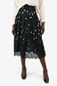 Dolce & Gabbana Black/White Polkadot Lace Trimmed Midi Skirt Size 44
