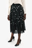 Dolce & Gabbana Black/White Polkadot Lace Trimmed Midi Skirt Size 44