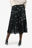 Dolce & Gabbana Black/White Polkadot Lace Trimmed Midi Skirt Size 44