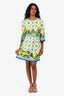 Dolce & Gabbana White/Blue Lemon Printed Long Sleeves Mini Dress Size 40