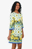 Dolce & Gabbana White/Blue Lemon Printed Long Sleeves Mini Dress Size 40