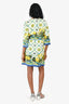 Dolce & Gabbana White/Blue Lemon Printed Long Sleeves Mini Dress Size 40
