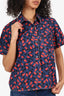 Marni Navy Blue/Red Printed Short Sleeve Button Up Size 44