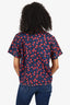 Marni Navy Blue/Red Printed Short Sleeve Button Up Size 44