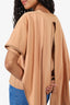 Celine Beige Short Sleeve Leather Trim Cape T-shirt Size M