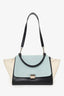 Celine Blue/Green Leather Small Trapeze Bag with Strap