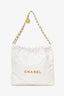Pre-Loved Chanel™ White Leather Small Chanel 22 Shoulder Bag