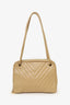 Pre-Loved Chanel™ 1989-91 Beige Lambskin Chevron Shoulder Bag