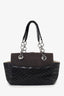 Pre-Loved Chanel™ 2003-04 Brown/Black Leather/Canvas Coco Bar CC Tote