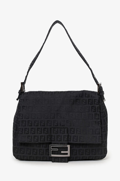 Fendi Black Zucca Canvas Large Mama Baguette Shoulder Bag – Mine