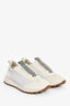 Brunello Cuccinelli Cream Suede Beaded Slip On Sneakers Size 37.5