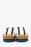 Dolce & Gabbana White/Black/Blue Canvas Striped Espadrilles Size 39