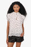 Ganni White/Black Polka Dot Pleated Blouse Size 40