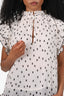 Ganni White/Black Polka Dot Pleated Blouse Size 40