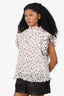 Ganni White/Black Polka Dot Pleated Blouse Size 40