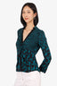 Diane von Furstenberg Green/Black Silk Twist Long Sleeve Blouse Size 6