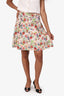 Black Halo White/Multicolor Floral Print Mini Skirt Size 6