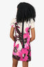 Milly White/Pink/Black Floral Print Short Sleeve Mini Dress Size 6