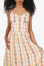 Agua by Agua Bendita White/Beige Floral Print Striped Midi Length Dress Size XL