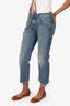 R13 Blue Denim Distressed Straight Leg Jeans Size 28