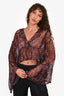 IRO Purple Patterned Ruffle Detailed Cropped Top Size 34