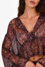 IRO Purple Patterned Ruffle Detailed Cropped Top Size 34