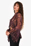 IRO Purple Patterned Ruffle Detailed Cropped Top Size 34