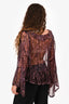 IRO Purple Patterned Ruffle Detailed Cropped Top Size 34