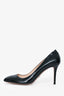 Prada Black Coated Saffiano Leather Pump Heels Size 40.5