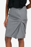 Gianni Versace Grey Silk Houndstooth Check Midi Skirt Size 40