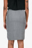 Gianni Versace Grey Silk Houndstooth Check Midi Skirt Size 40