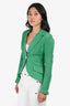 Smythe Green/White Linen/Leather Elbow Patched Blazer Size 4