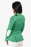 Smythe Green/White Linen/Leather Elbow Patched Blazer Size 4