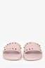 Valentino Pink Rubber Rockstud Pool Slides Size 37