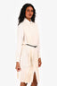 Pre-Loved Chanel™  White Distressed Detailed Plated Shirt Dress Size 38