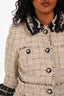 Pre-Loved Chanel™ Beige/Black Tweed/Lace 3/4 Sleeve Jacket Size 36