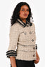 Pre-Loved Chanel™ Beige/Black Tweed/Lace 3/4 Sleeve Jacket Size 36