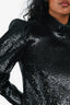 A.L.C Black Sequin Mockneck Longsleeve Blouse Size 2