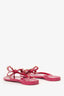 Valentino Pink Rubber Rockstud Bow Thong Sandals Size 37