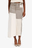Y's by Yohji Yamamoto Taupe/Cream Wool Blend Patchwork Belted Midi Skirt Size 1