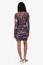 Just Cavalli Purple Crystal Embellished Ruched Long Sleeves Mini Dress Size S
