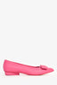 Salvatore Ferragamo Pink Leather Bow Pointed Toe Flats Size 9
