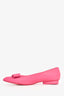 Salvatore Ferragamo Pink Leather Bow Pointed Toe Flats Size 9