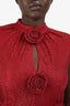 Self-Portrait Red Rhinestone Fishnet Rosette Midi Dress Size 10