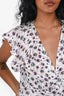 Isabel Marant White/Purple Mulitcolour Silk Patterned Ruched Midi Dress Size 38