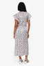 Isabel Marant White/Purple Mulitcolour Silk Patterned Ruched Midi Dress Size 38