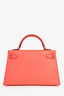 Hermes 2021 Rose Texas Epsom Mini Kelly II with Strap PHW