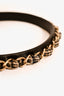 Pre-Loved Chanel™ Black Leather Houndstooth/Chain CC Headband